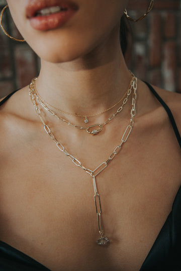 padlock necklace with layered necklaces